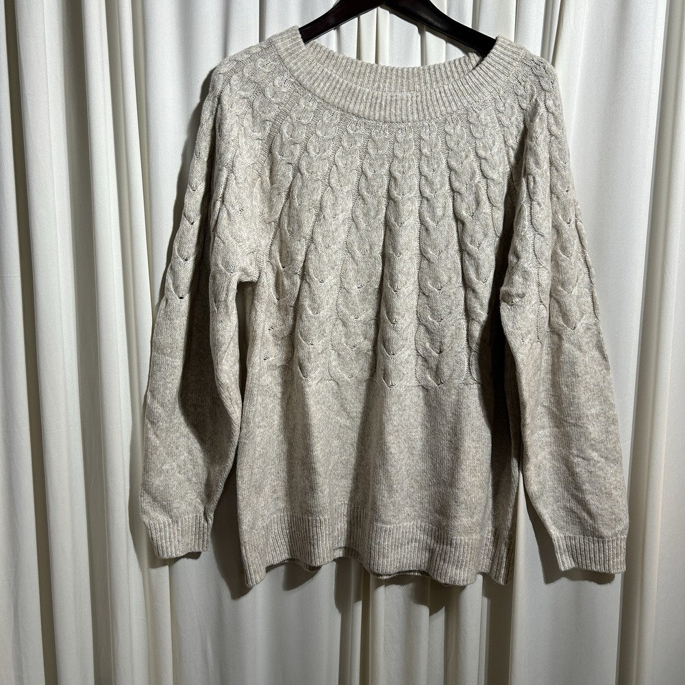 St.‎ John's Bay Long Sleeve Cream/Beige Cable Knit Sweater Women's Size XL